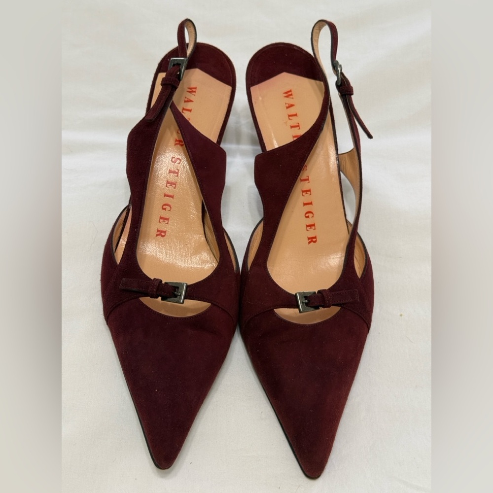 Walter Steiger Burgundy shoes, Kitten heel